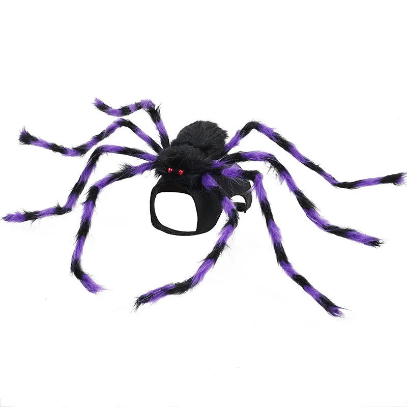 Halloween pet costume with big spider design for dogs and cats in grey, brown, black, purple