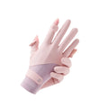 Thin women's UPF50+ ice silk sun protection gloves in multiple colour options