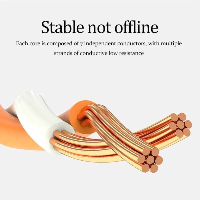 Finished network patch cable with an attached clear acrylic charm accessory.
