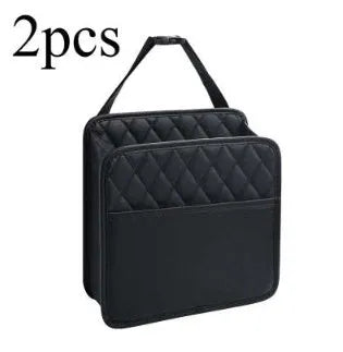 Leather car hanging storage bag measuring 25 × 25 × 8 cm in black, pink, green or white