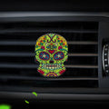 Skull-shaped acrylic car air freshener vent clip with mixed fragrance, 3.5-4.5 cm, colour option shown.