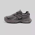 Women's grey platform casual sneakers with leather stitching detailing and 3-5cm mid-heel