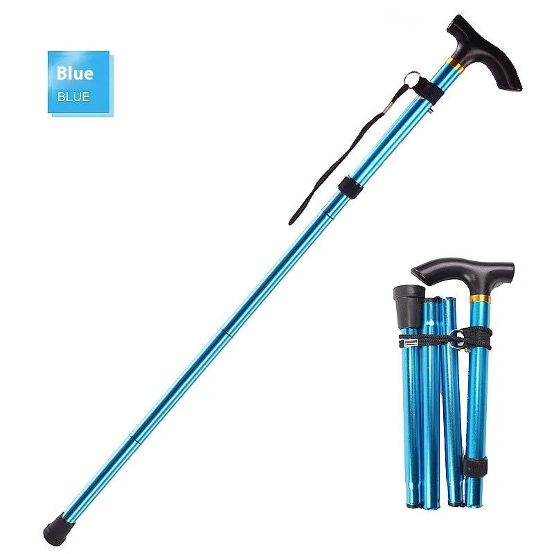 Aluminium alloy folding walking cane extended to show adjustable 85-95cm length