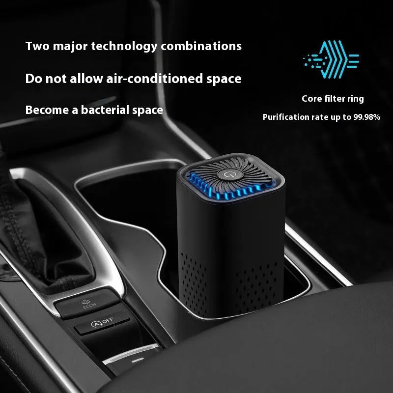 Mini USB air purifier in black and white colour options for cars and small rooms