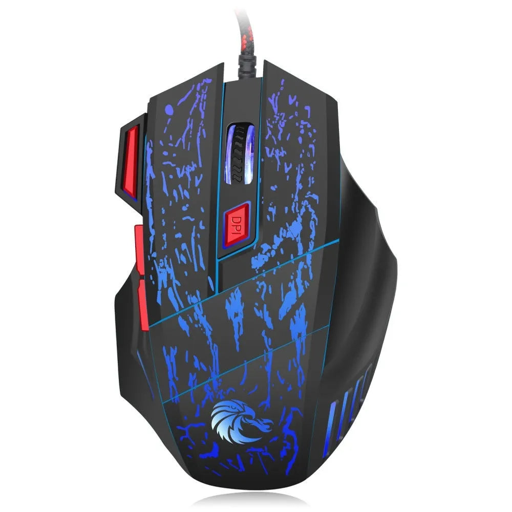 Water crack colourful luminous wired gaming mouse with USB cable