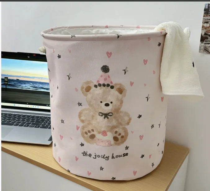 Foldable cotton cloth laundry basket in modern simplicity style with large capacity for bedroom or bathroom storage.