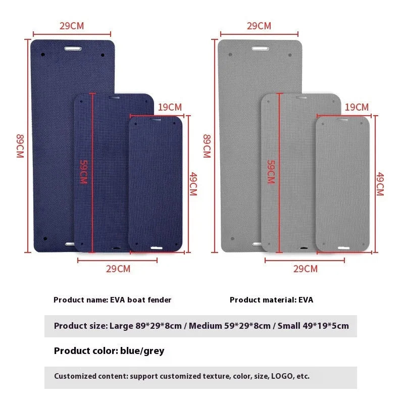 Blue and grey EVA boat fenders for shockproof docking protection in large and small sizes
