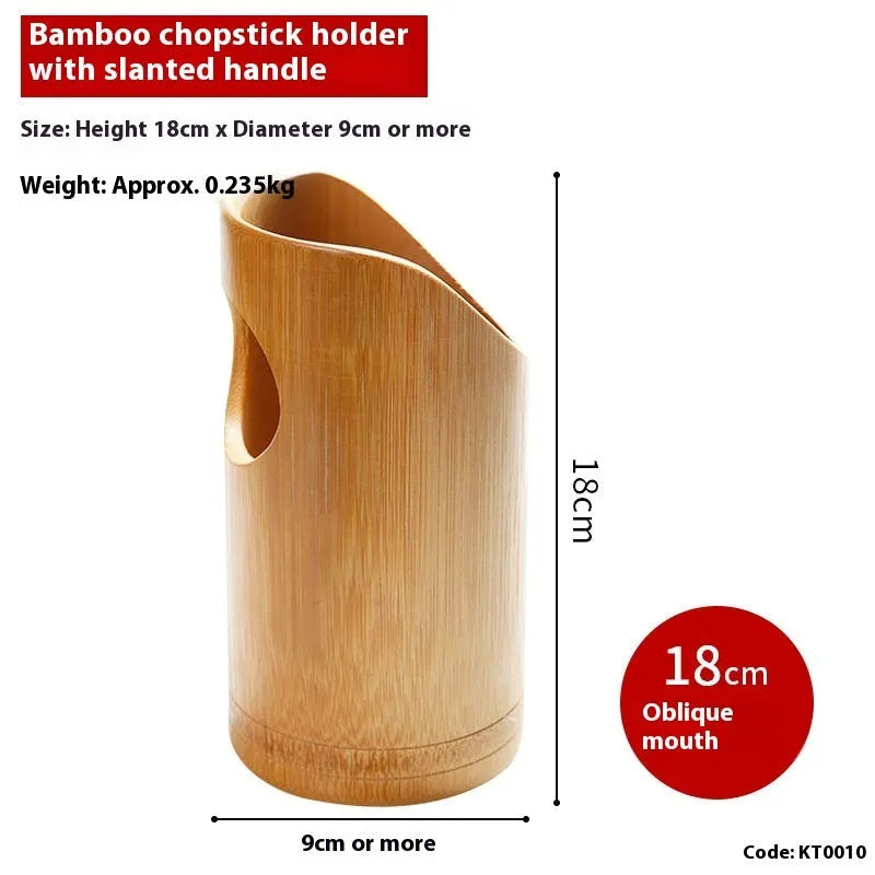 Bamboo chopsticks holder tube in creative style for utensil storage
