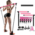Yoga gymnastic bar resistance band set with 180 pounds TPE resistance bands in black and pink colour options
