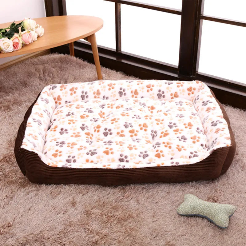 Soft plush dog bed with raised edges in beige colour showing sofa-style design for small pets