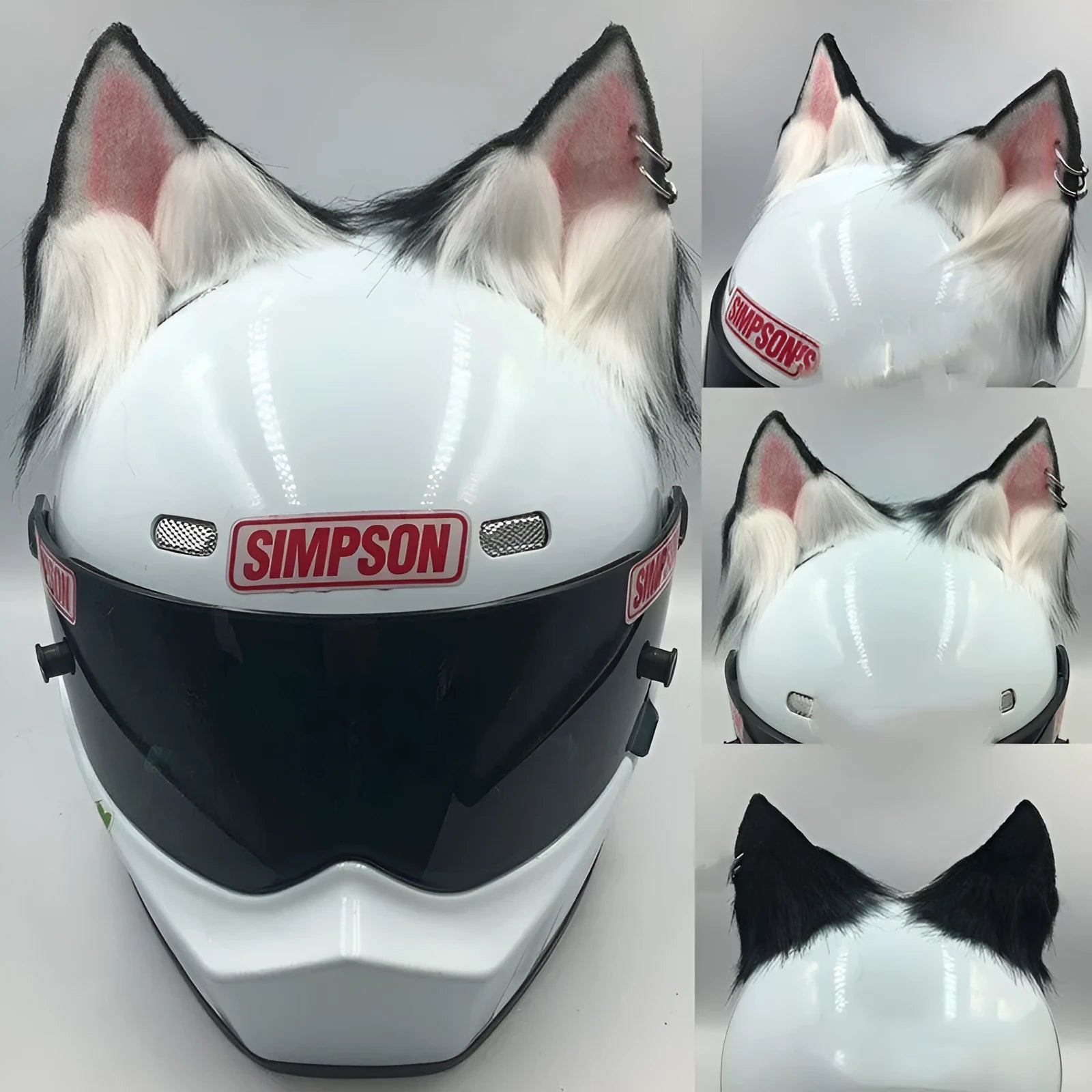 Set of ABS plastic animal ears and tail for motorcycle helmet customisation