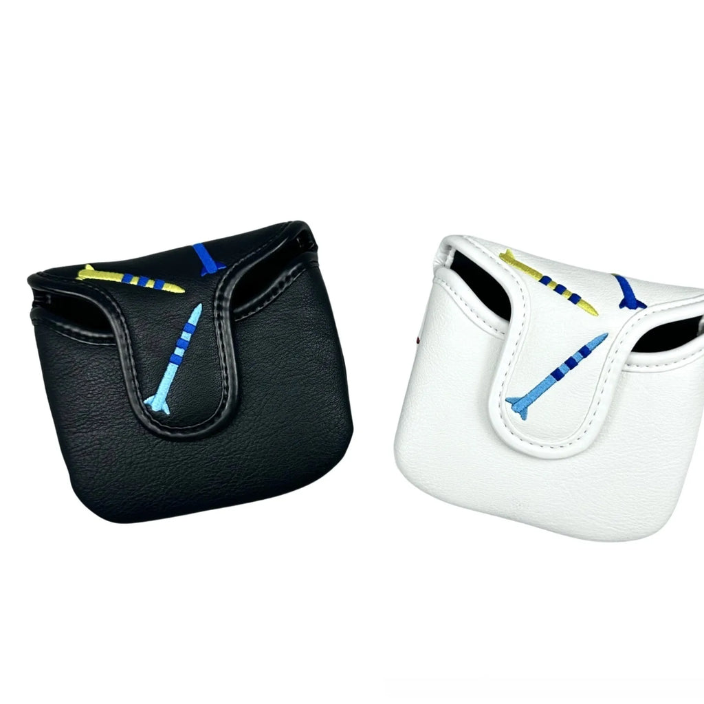 Black and white PU leather square putter head protective sleeve for golf