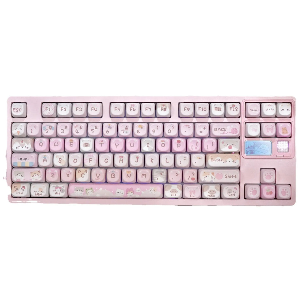 MOA height pink plastic keycap set with cartoon design on all five sides