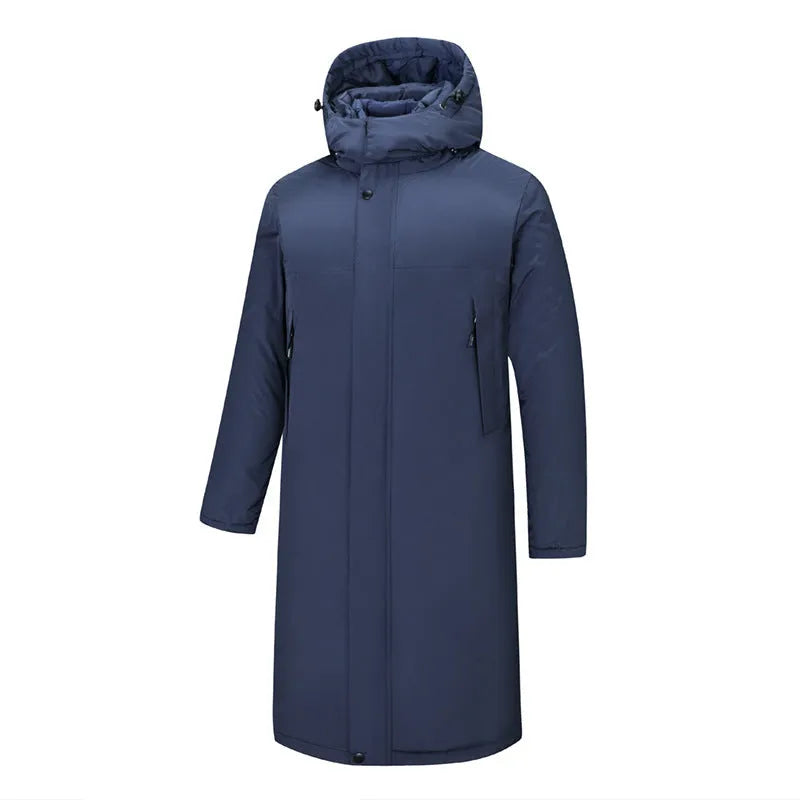 Men's long windproof waterproof cotton shell jacket in black, polyester fibre, sizes S to 5XL