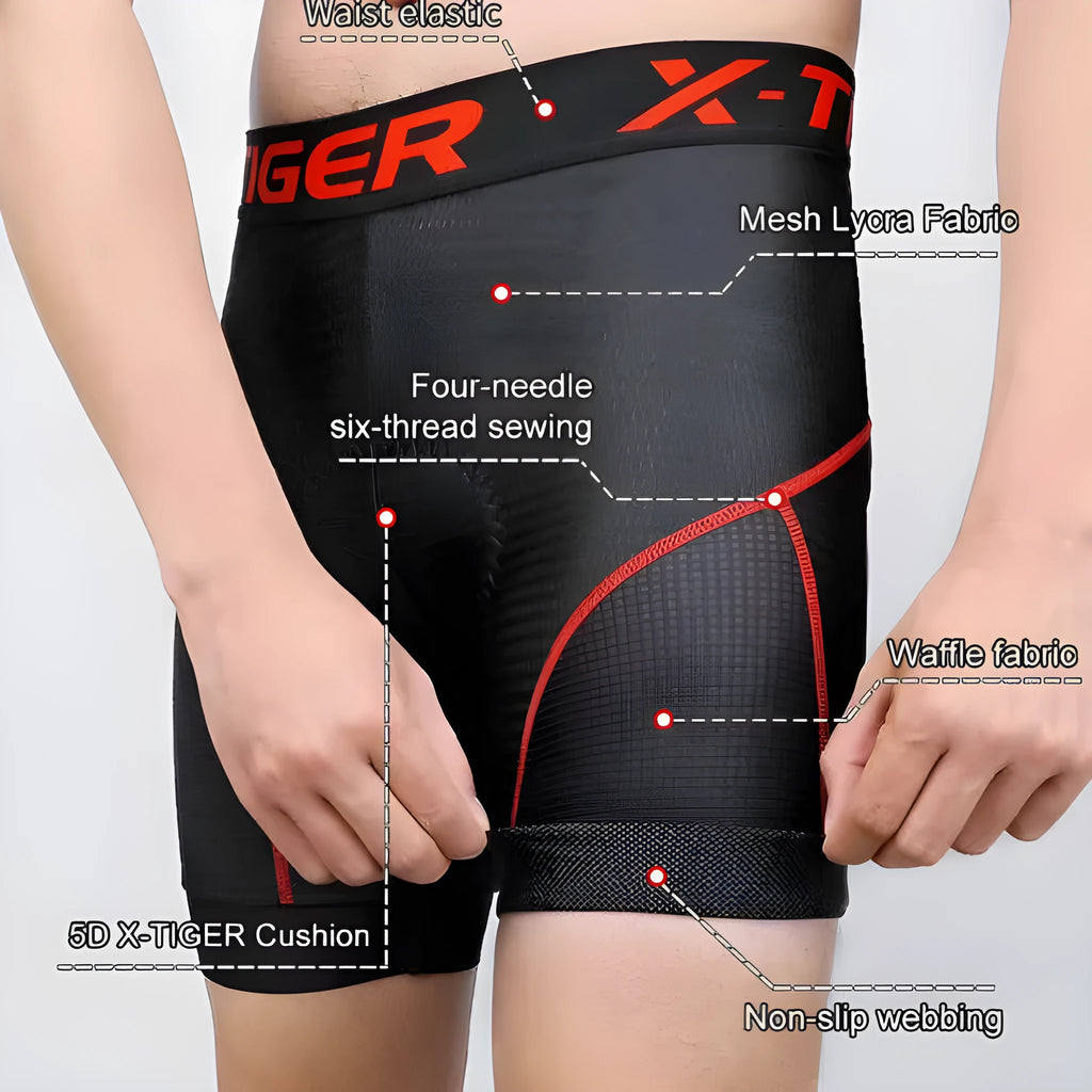 Men's breathable black cycling shorts for road and mountain biking, multi-size