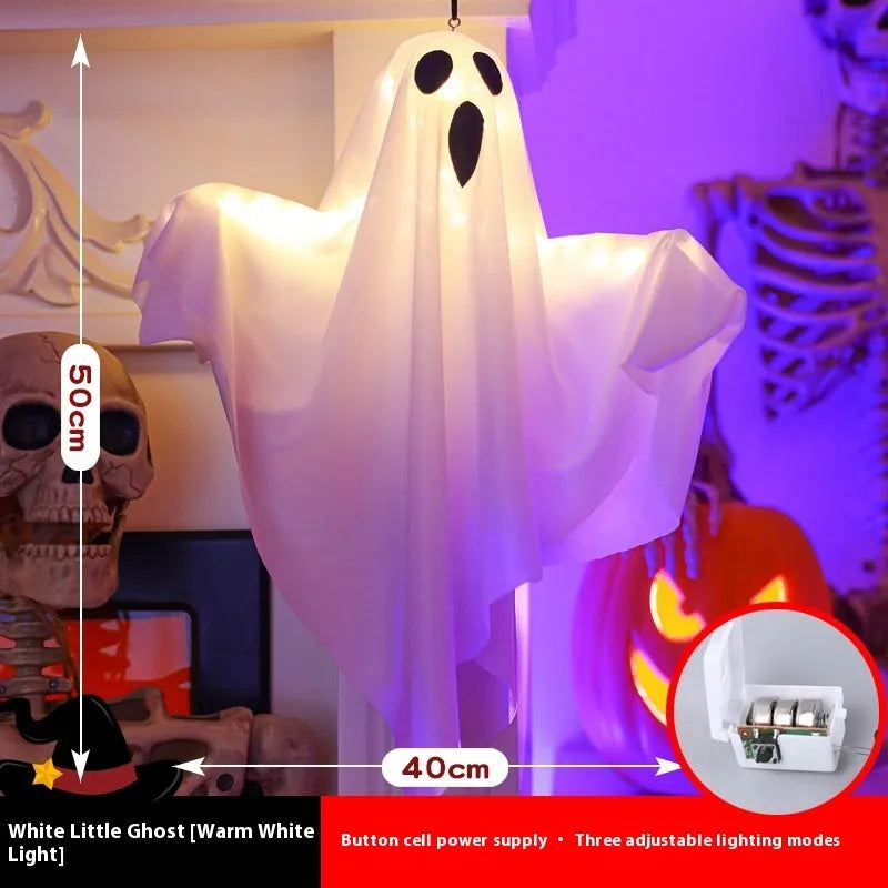 Luminous white ghost horror light with cloth construction for Halloween indoor party arrangements