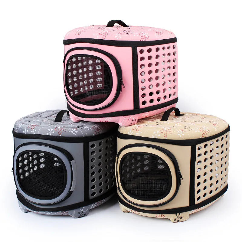 Portable foldable EVA pet handbag for dogs and cats in Champagne colour, 45x35x32cm