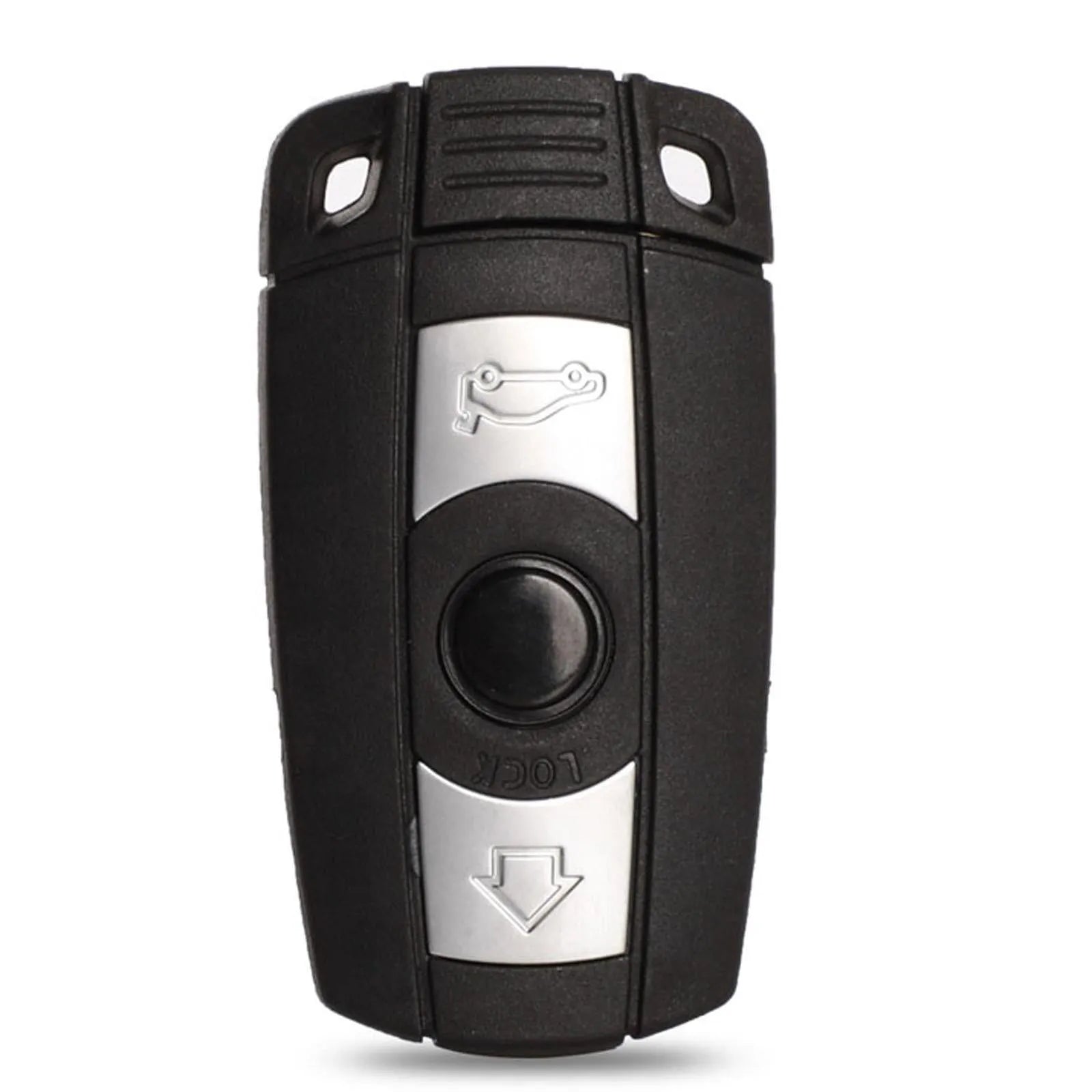 BMW CAS3 semi-intelligent remote car key fob with three blank metal blades attached.