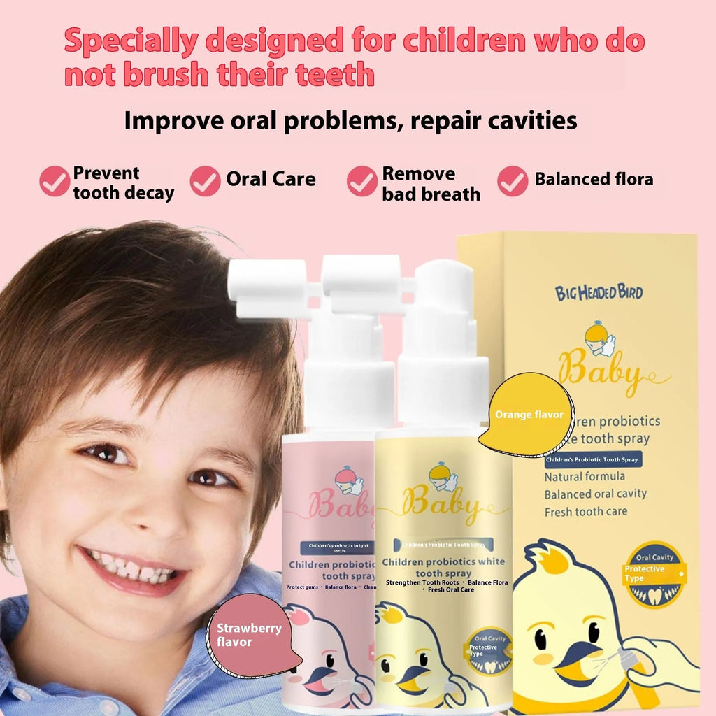 Children's probiotics white teeth cleaning spray bottle with anticavity protection
