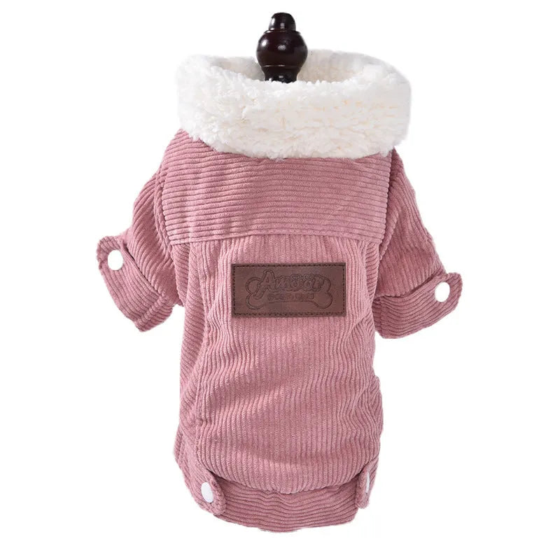 Grey lambswool lined pet vest with fleece padding for dog winter clothing