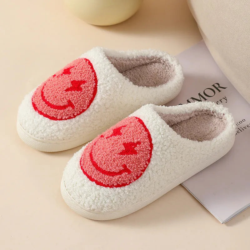Women's plush cartoon love slippers with PVC soles in Big Love design