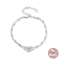 925 sterling silver heart bracelet with adjustable chain and 6mm pendant in sweet girlish style
