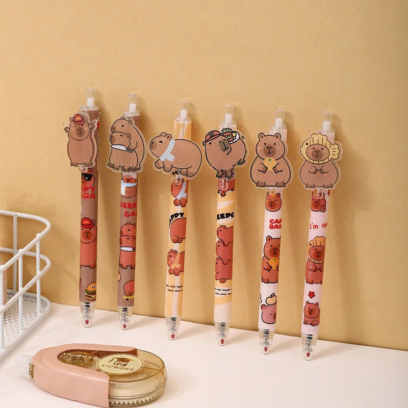 48 cartoon bear gel pens with acrylic paster pressing mechanism and carbon black ink
