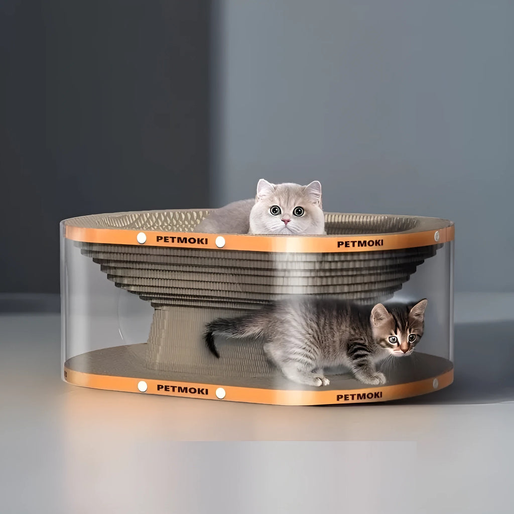 White transparent diamond pattern cat scratch board nest tunnel toy 58x45x23cm