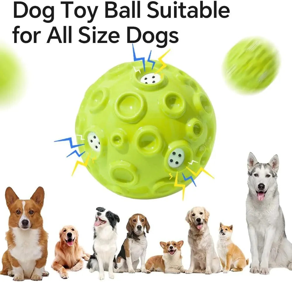 Durable dog chew ball with meteorite-shaped bumps in blue colour