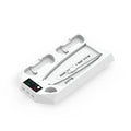 PS5 charging cooling station with dual controller docks and headphone hook in black or white