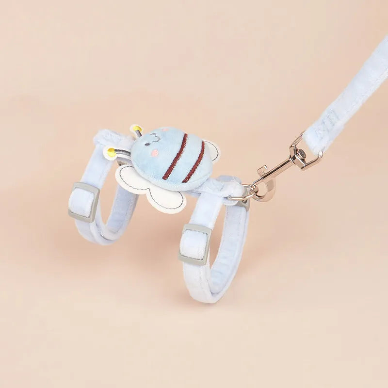 Bee shape adjustable cat rope in pink, yellow and blue colours with strap and hand rope attachments