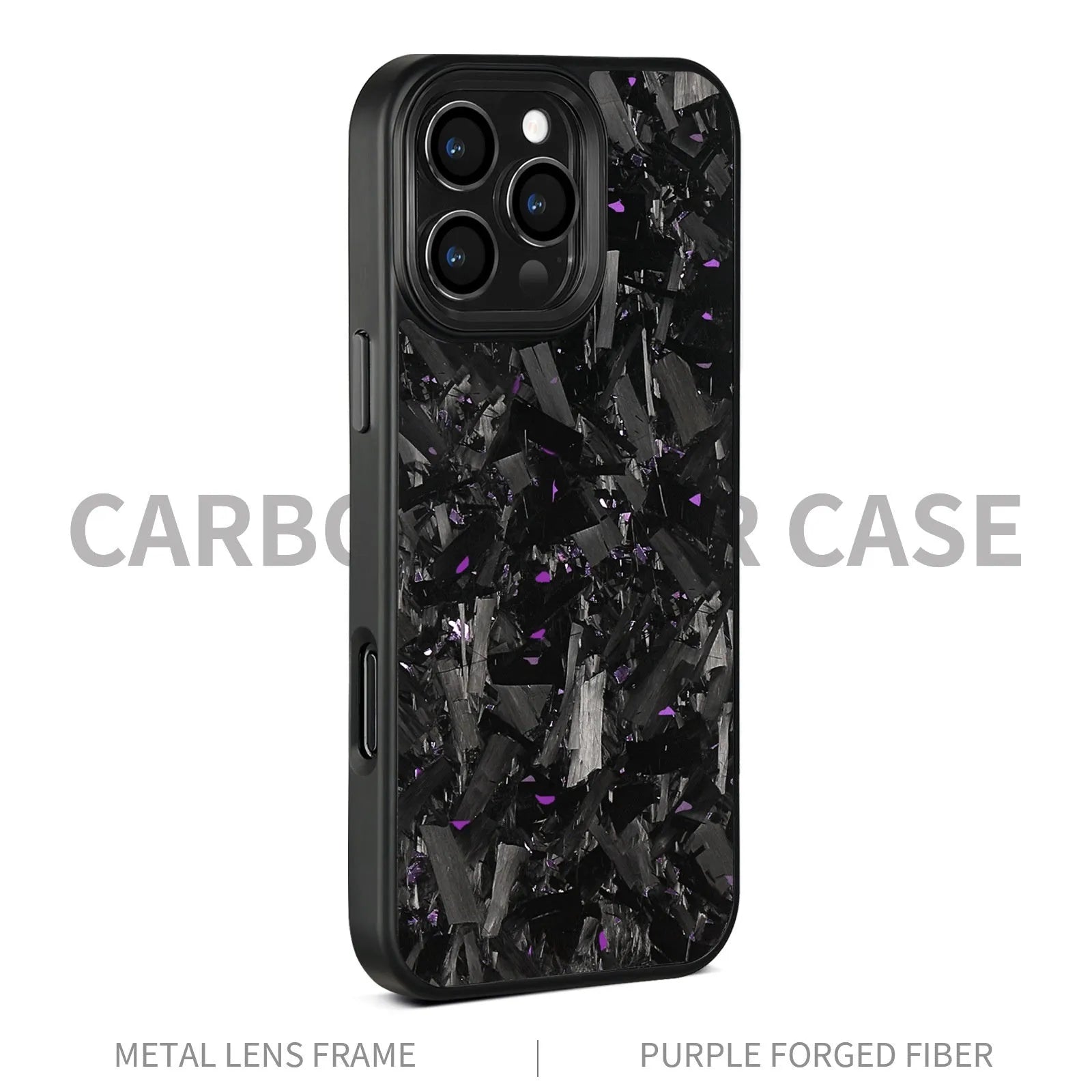 Black Frame blue gold carbon fibre iPhone case with a textured metal rim and built-in magnet.