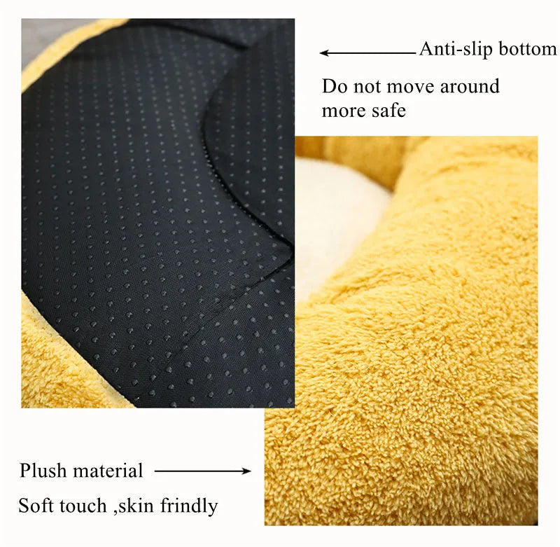 Corgi shaped soft plush pet bed for dogs and cats on a white background