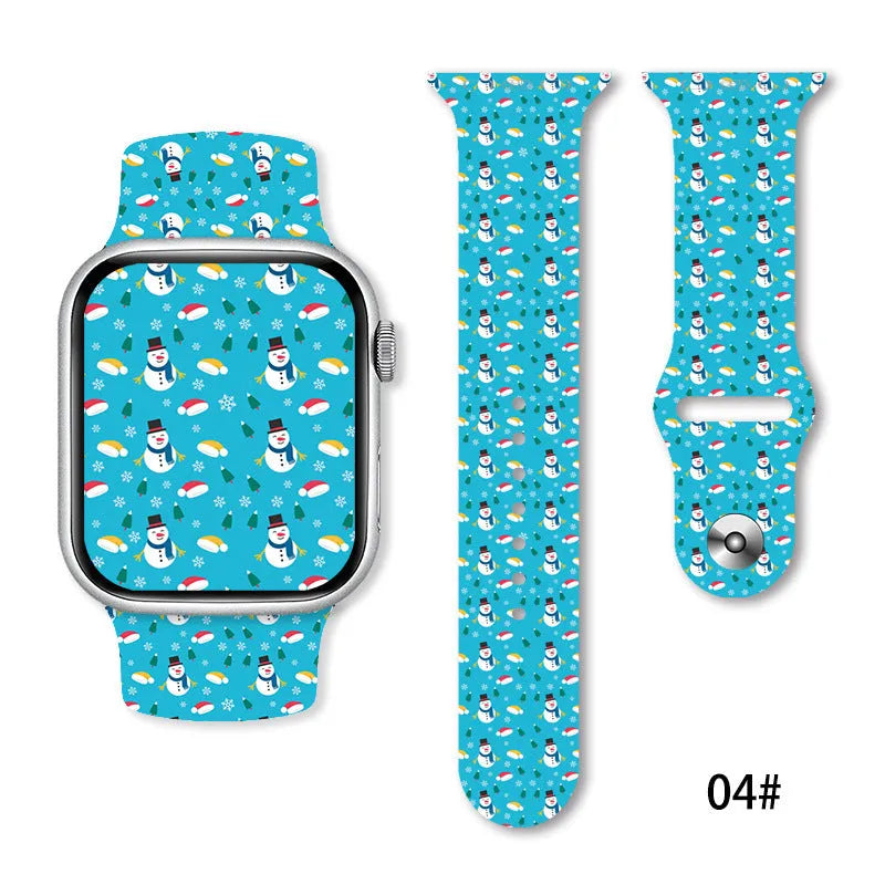 Christmas silicone watch strap in solid colour style 01, fitting 38-49mm watch cases with push-pin fitting