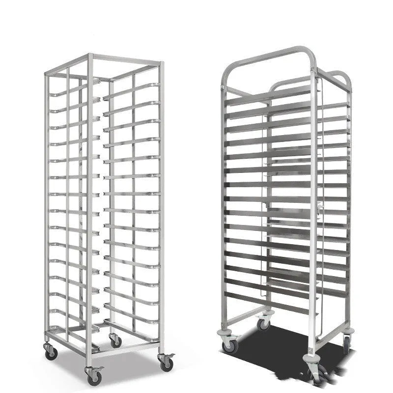 Stainless steel six-layer cake and bread cooling rack with a 40x60cm tray.