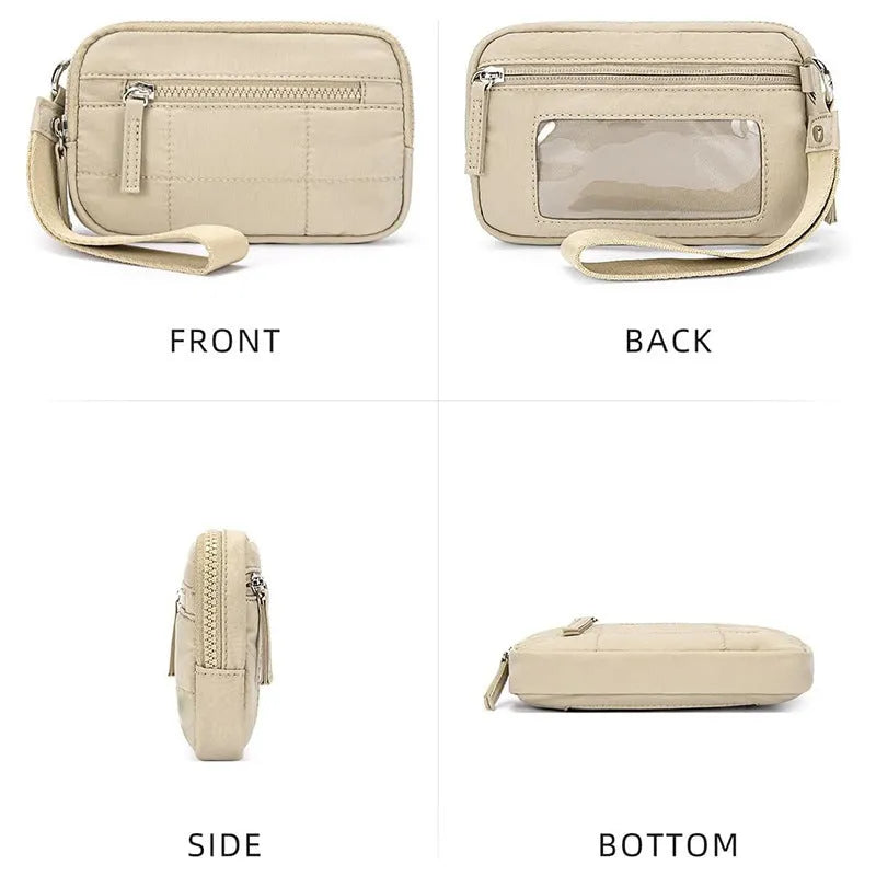 Waterproof quilted transparent deck handbag in seven colour options with nylon construction