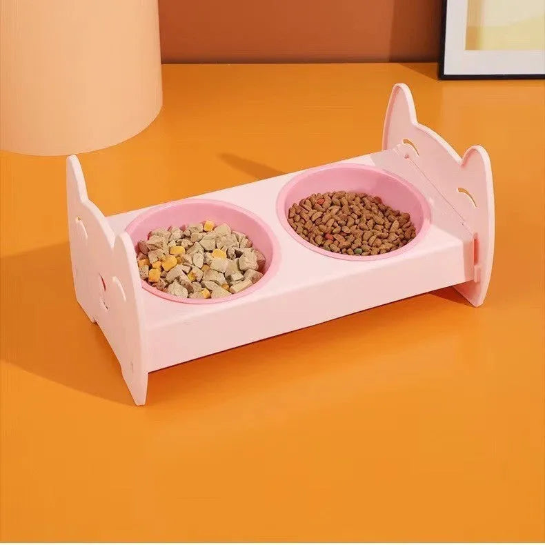 Anti-spill plastic pet bowl for dogs and cats 19x39x8cm in avocado green