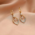 Gold and silver colour copper water drop tassel earrings with thickened electroplated buckles