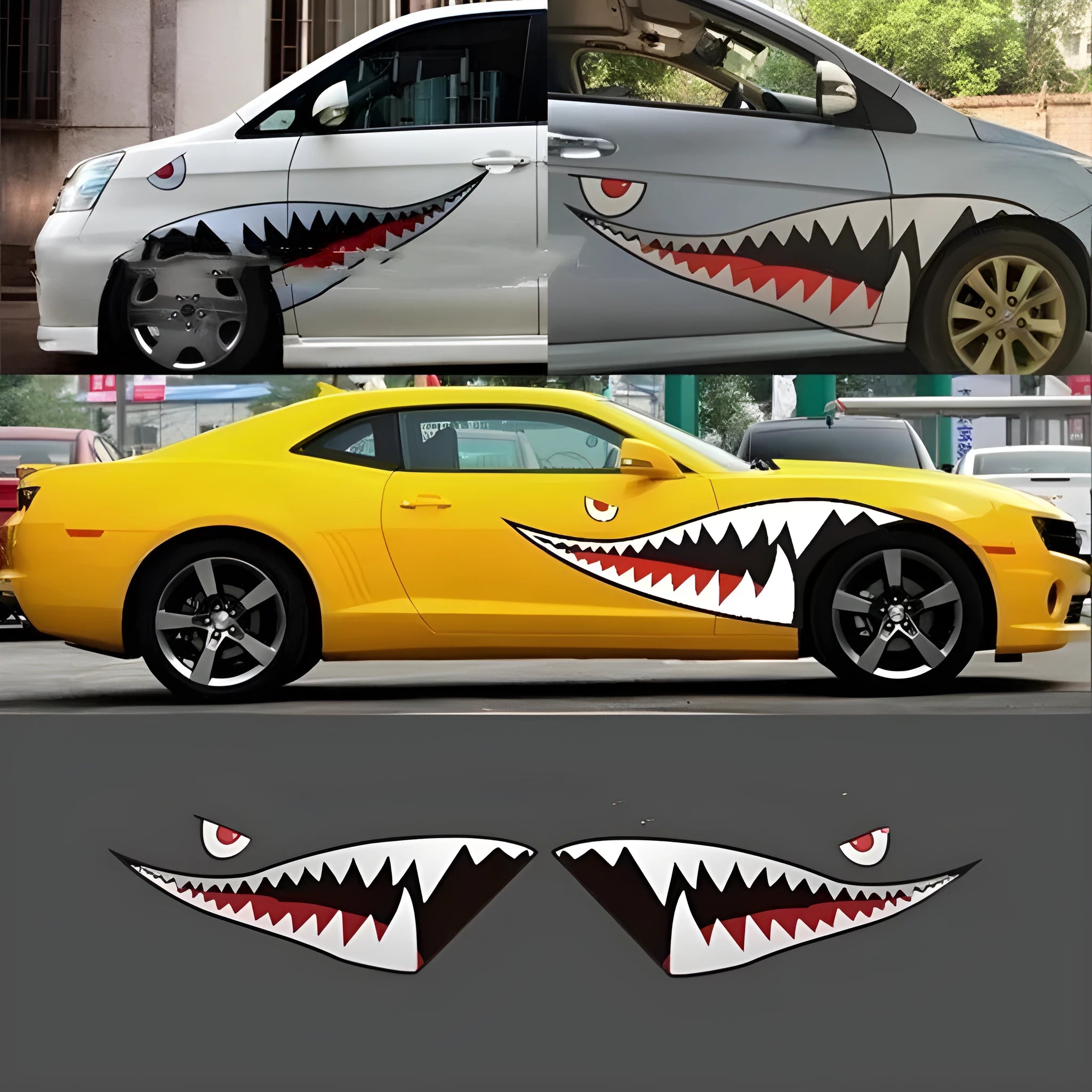 PVC shark design body stickers for outdoor vehicle decoration measuring 150cm in length