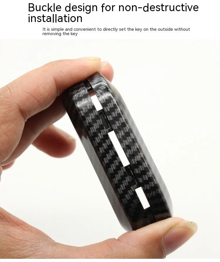 Fiat 500 Boyue Ottimo Viaggio ABS key case with carbon fibre pattern in black, red and dark blue colours