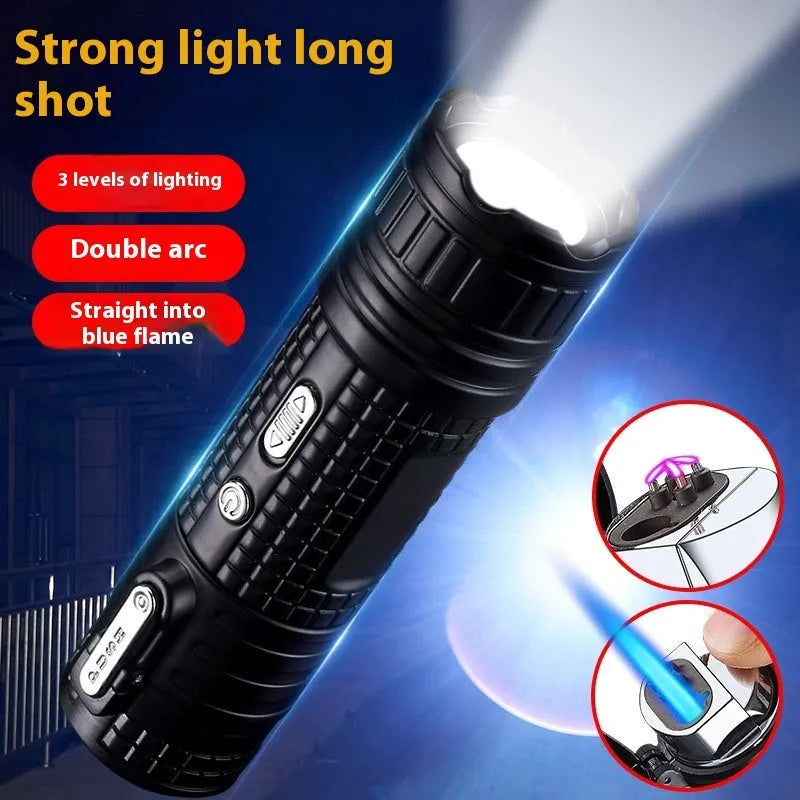 TH727 multifunction waterproof flashlight lighter in metal construction with five colour options