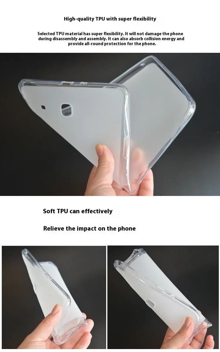 Clear white ultra-thin silicone tablet protective case with minimalist design
