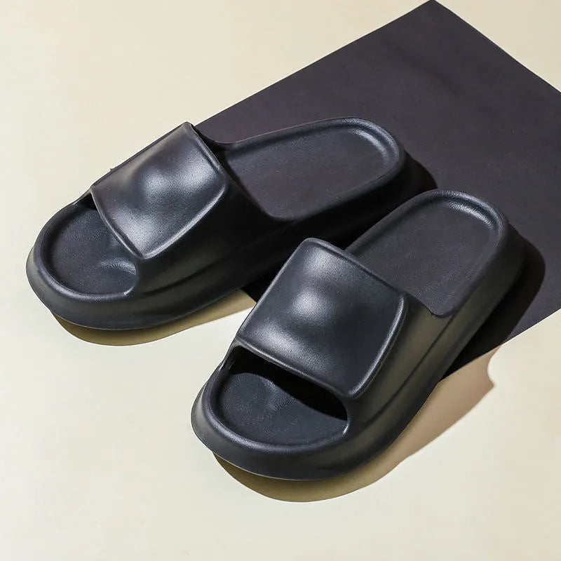 White EVA flip-flop slippers with thick 3.5 cm non-slip sole for bathroom use