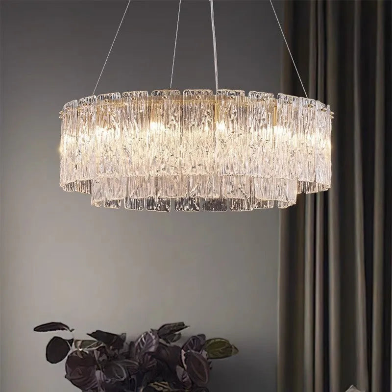 Italian light luxury glass chandelier lamp round 45cm for living room bedroom home