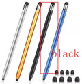 Two-in-one touch screen stylus pen with metallic finish showing precision tip and rubberised stylus end