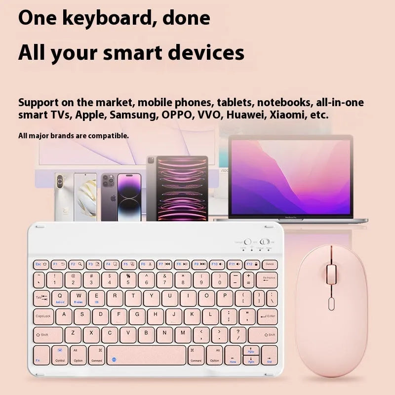 Bluetooth keyboard for tablets and PCs in various colours including white, green, and pink