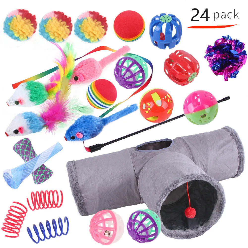 Plastic cat toy suit with tunnel channels in a selected colour from the B99801-B99855 range