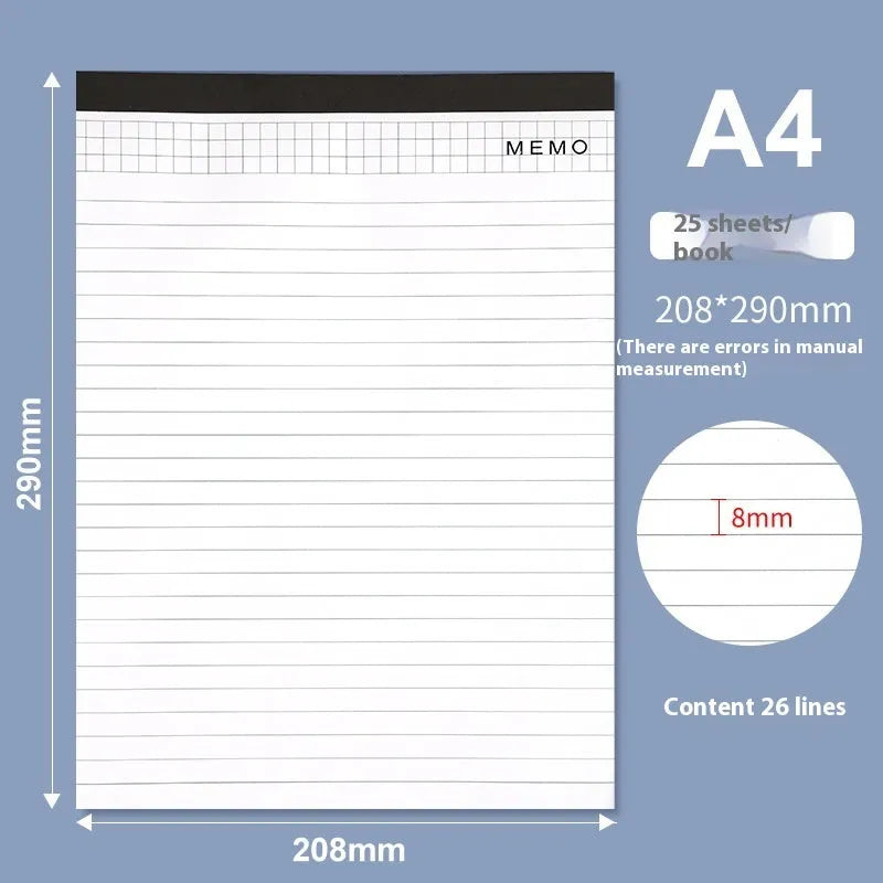A4 tearable meeting minutes notebook with paper cover showing ivory white interior pages