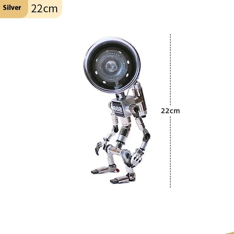 Creative robot atmosphere light with custom graphics in silver copper metallic finish