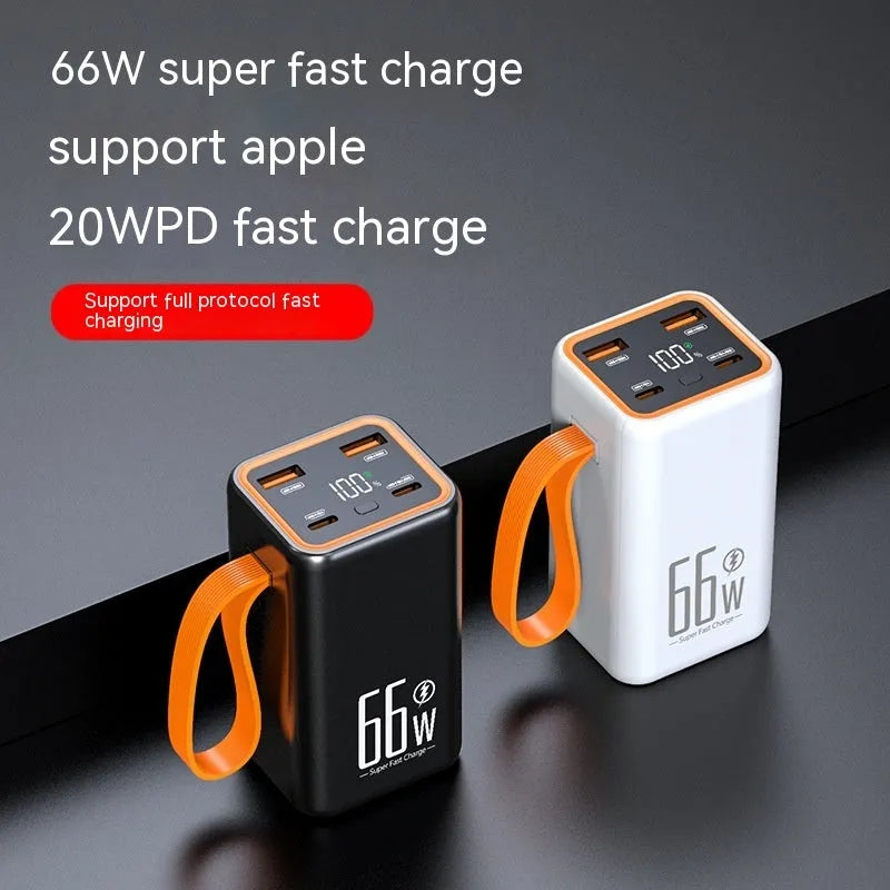 PD66W 20000 mAh fast charge power bank in black and white colours showing creative design